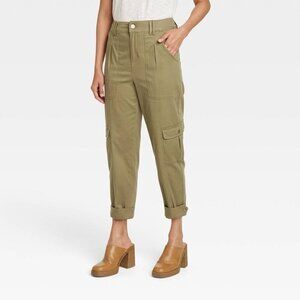 Knox Rose Womens Plus Mid Rise Casual Fit Ankle Cargo Pants Lightweight XL Green